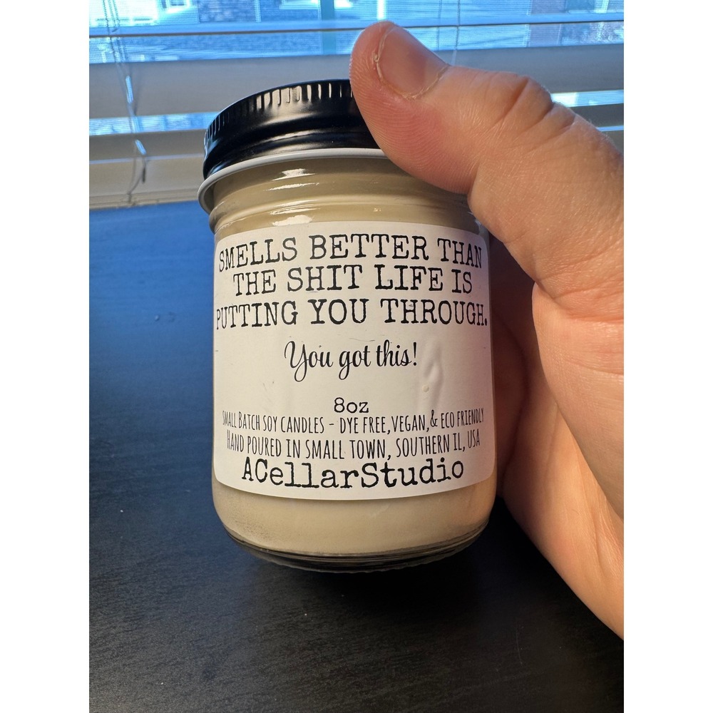 Soy Candle 8oz Cream Blueberry‎ Cobbler Snarky Funny Gift (used once)